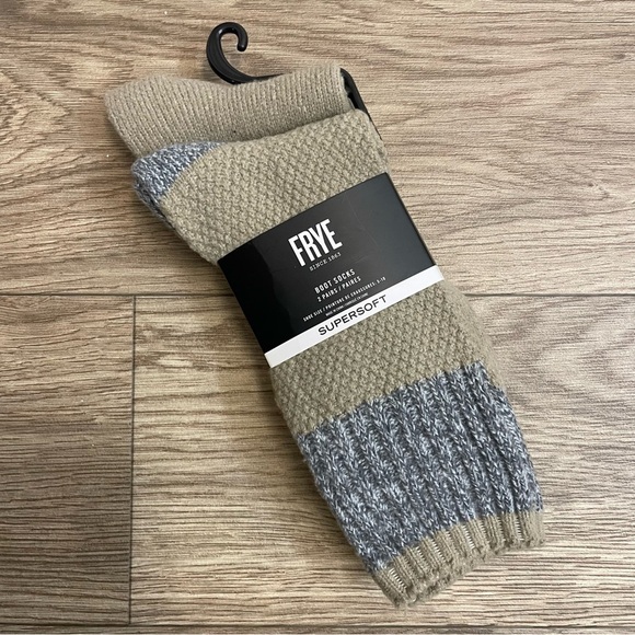 Frye SuperSoft Boot Socks Brown & Gray 2 Pair - Picture 2 of 6